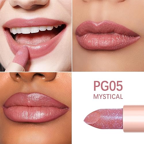 Miniatura 5 de Oulac Lápiz labial rosa hidratante para mujer, bálsamo labial teñido con brillo, maquillaje de labios ligero, diseño de espejo, vegano y sin gluten,