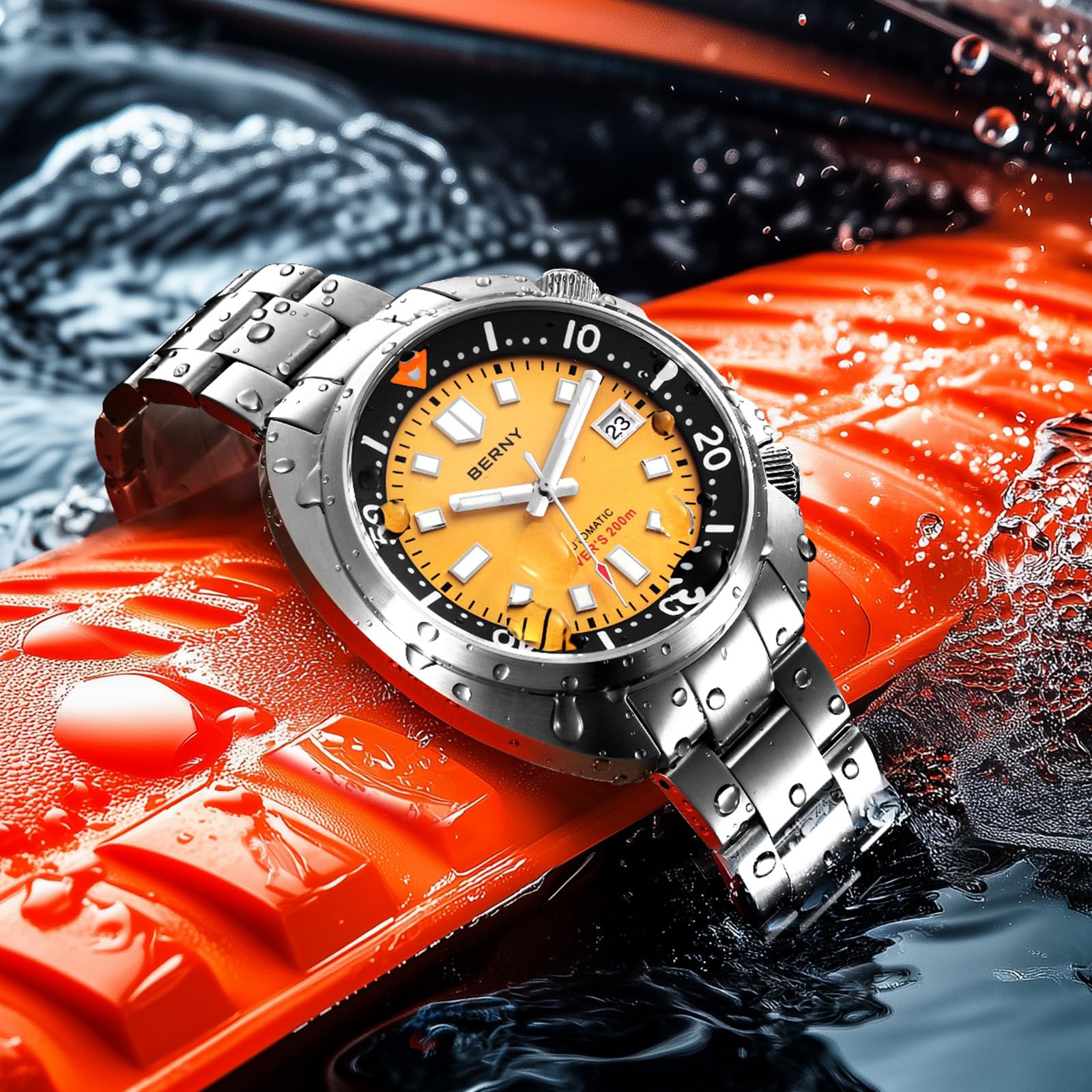 BERNY Relojes Hombres Reloj Automático 20ATM Reloj De Buceo Impermeable Reloj De Pulsera Mecánico Analógico para Hombres con Recubrimiento AR Súper Luminoso Lente De Zafiro Relojes De Moda