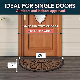 ubdyo Extra Durable Door Mat - Dirt Trapping Outdoor Welcome Mats - Non-Slip Outdoor Indoor Entrance - Low Profile Front Doormat (29" x 17", Bright Brown)