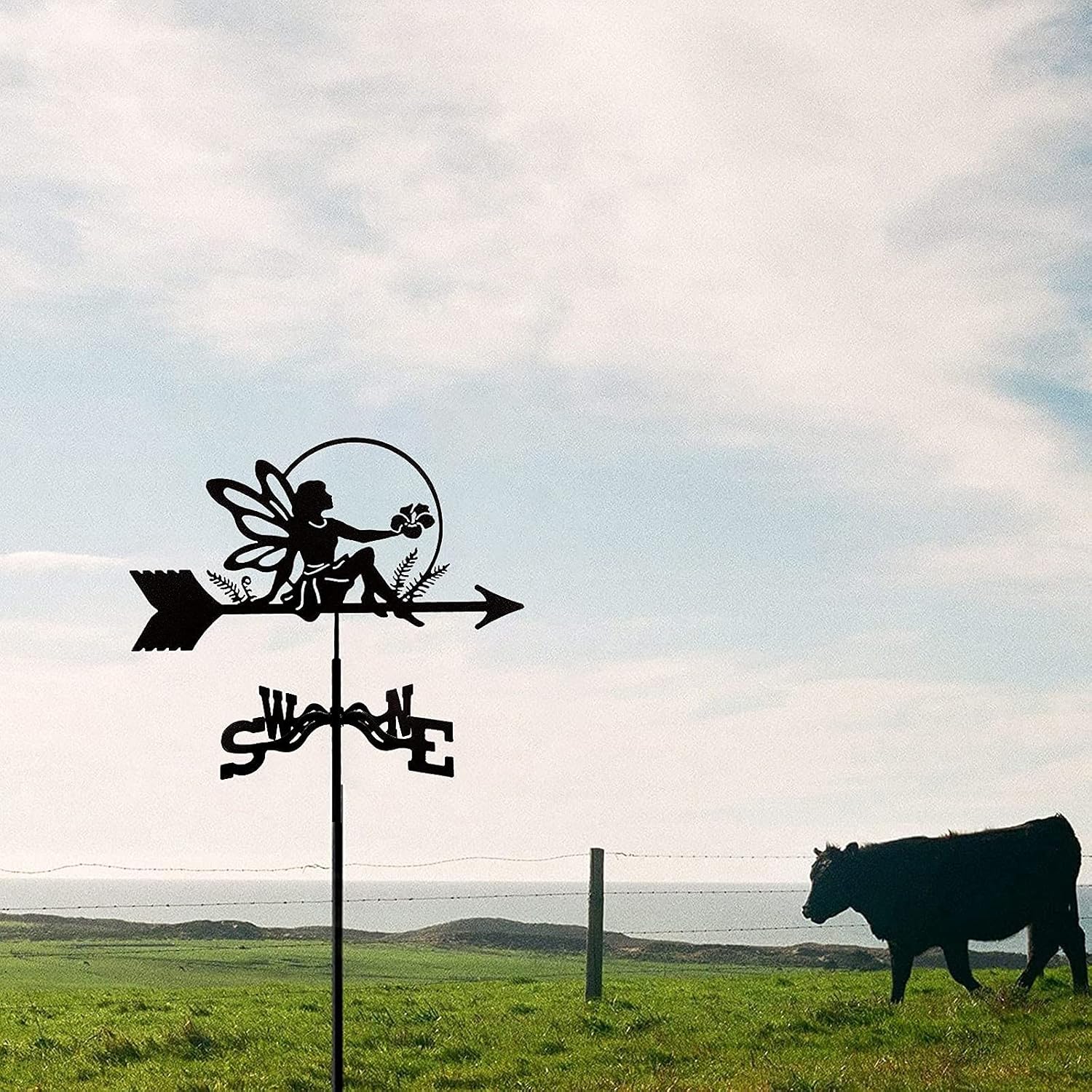 Weathervane,Metal Weathervane Outdoor Roof Garden Mount Yard Decor Weather Vane for Outdoor Farm Yard Wind Direction Indicator