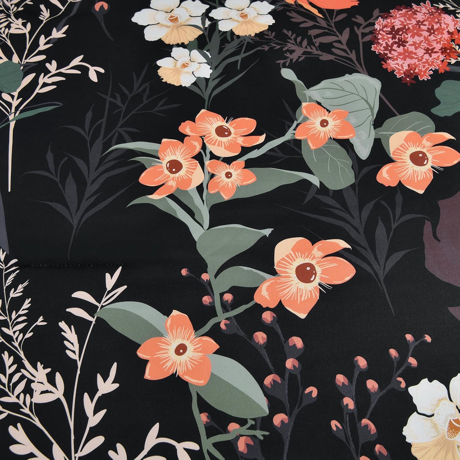 Yiran Black Red Floral Comforter Set King Size, 7 Piece Winter Comforter Bedding Set, Farmhouse Bed in a Bag, Soft Microfiber Complete Bedding Set with Sheets for All Season - Image 5