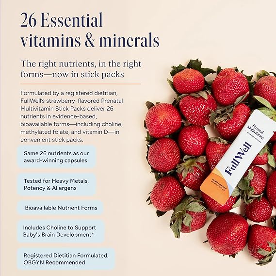 FullWell Prenatal Multivitamin Strawberry Stick Packs