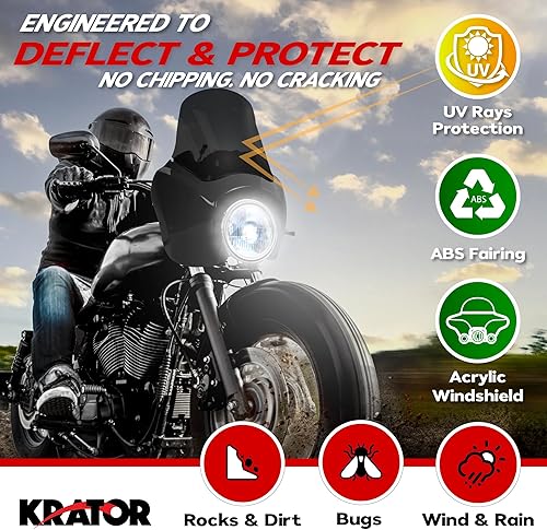 Miniatura 2 de Krator Carenado de parabrisas de motocicleta, deflector de viento, accesorios de motocicleta, parabrisas ahumado, compatible con Harley Davidson