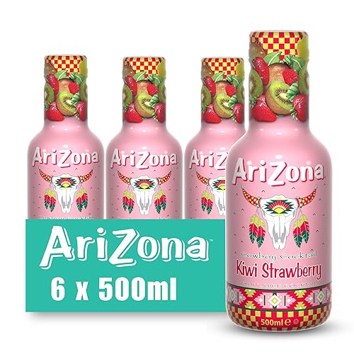 Arizona Kiwi Strawberry Fruit Juice, Pack of 6 x 500ml PET Bottles, Delicious Fruity Drink, No Artificial Flavours or Preservatives - Kiwi Strawberry - 500 ml (Pack of 6)