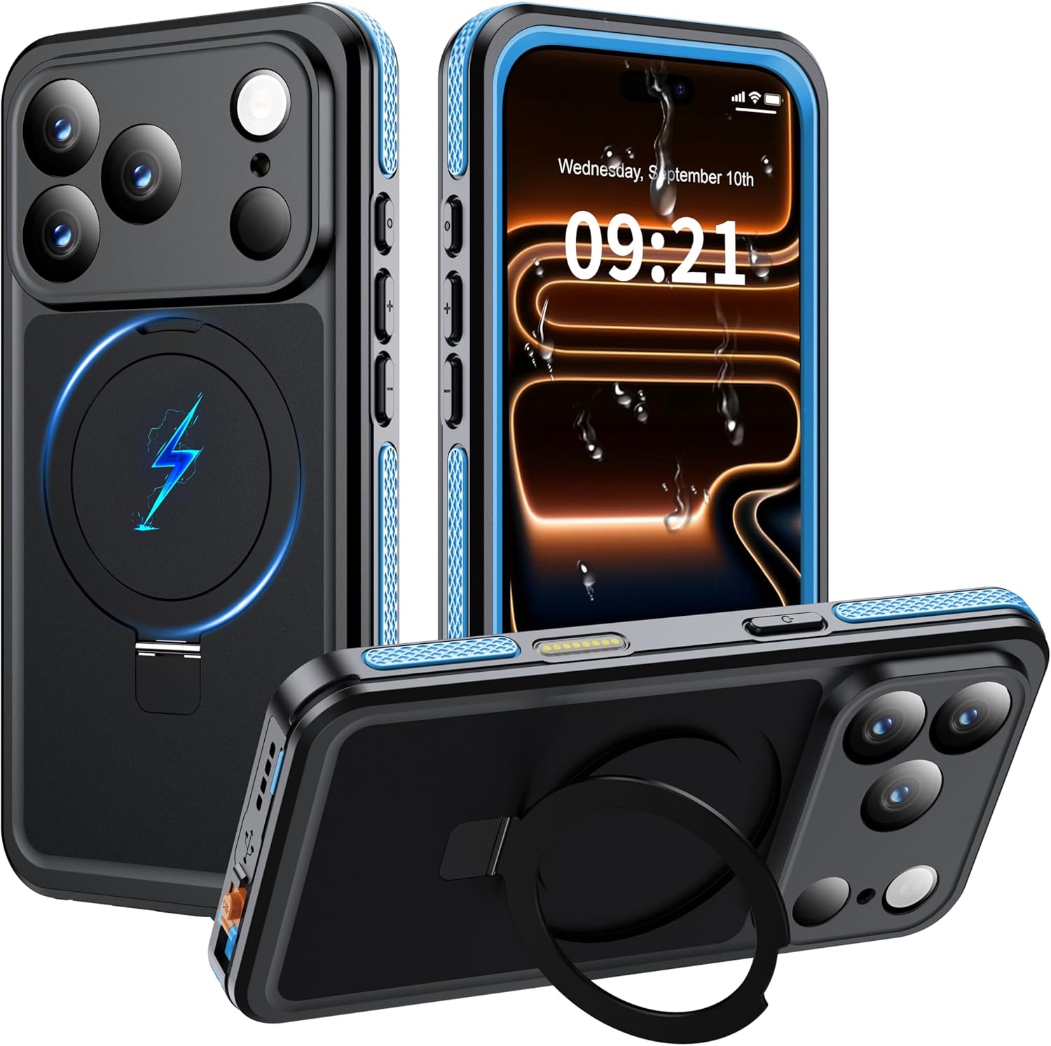 ANTSHARE Magnetic for iPhone 17 Pro Max Case Waterproof, Built in Screen Protector [Compatible with MagSafe] [Invisible Stand] [IP68 Underwater], Full Body Protection Phone Case 6.9'', Black