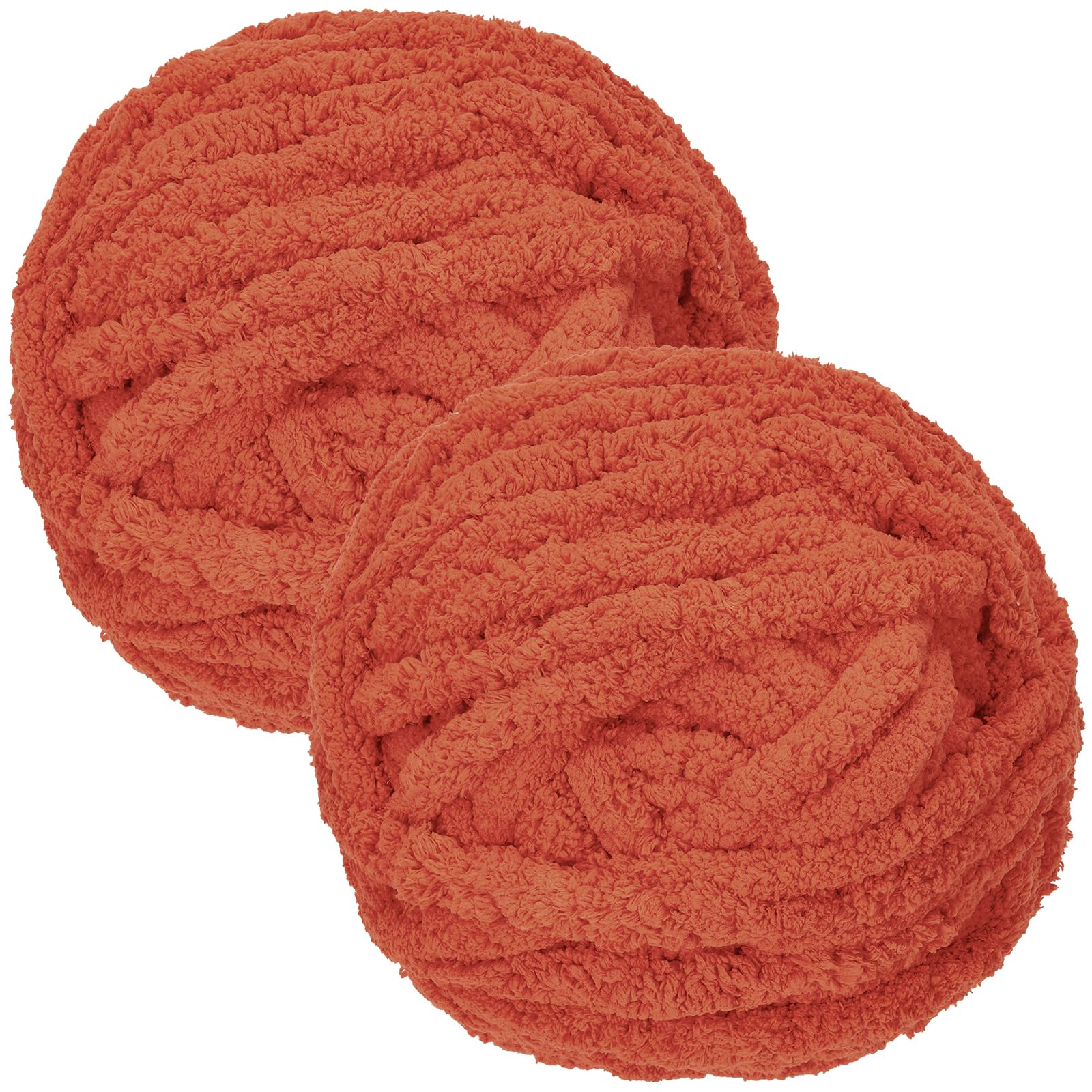 Bafeil Orange Chenille Yarn Chunky 250g × 2, Thick Wool Arm Knit Yarn