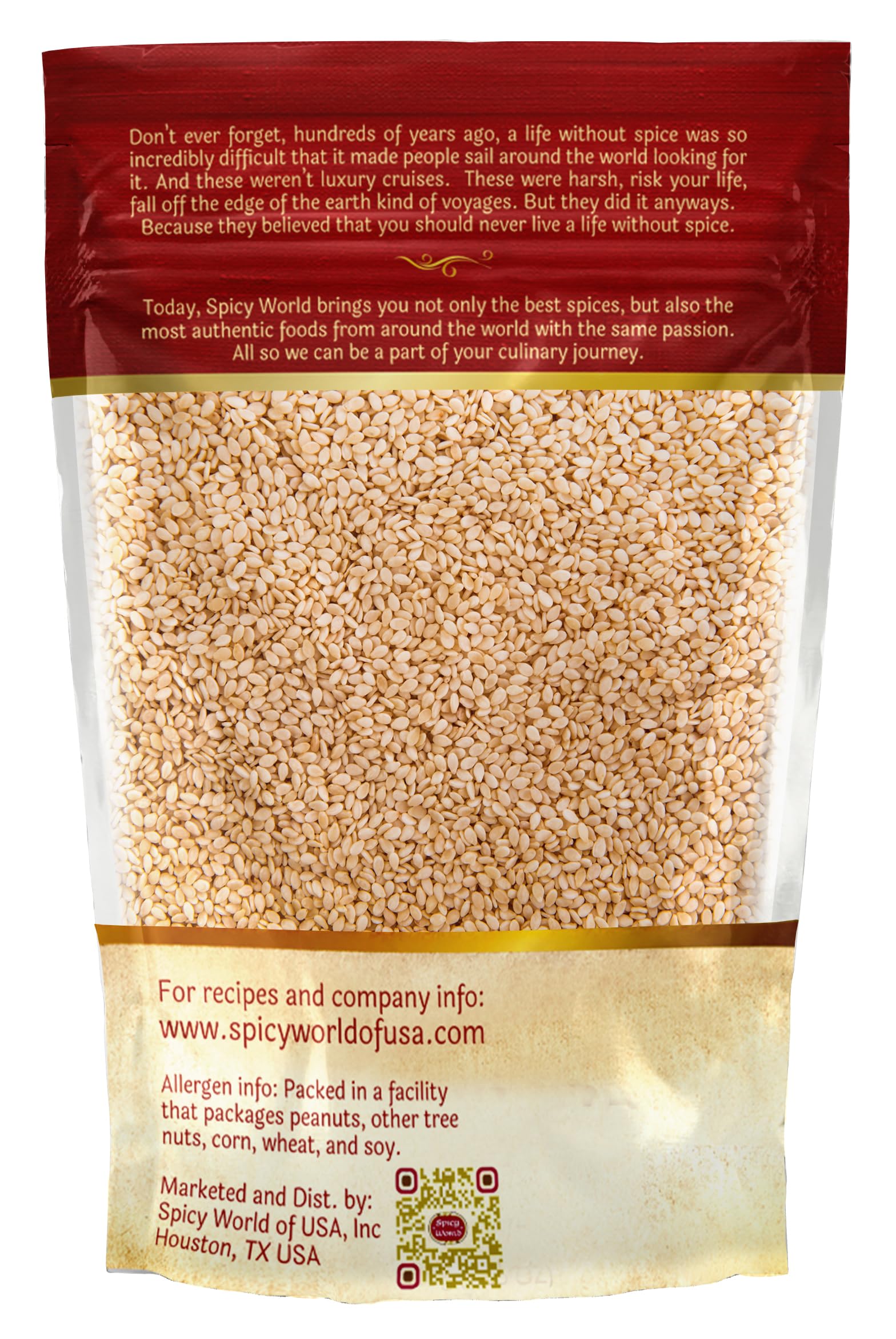 Spicy World Natural Brown Sesame Seeds 3 LB (48oz) - Non-GMO, Vegan, Raw, Unroasted, Unsalted, Plant-Based Protein, Source of Fiber & Iron, Ideal for Topping, Cooking & Baking