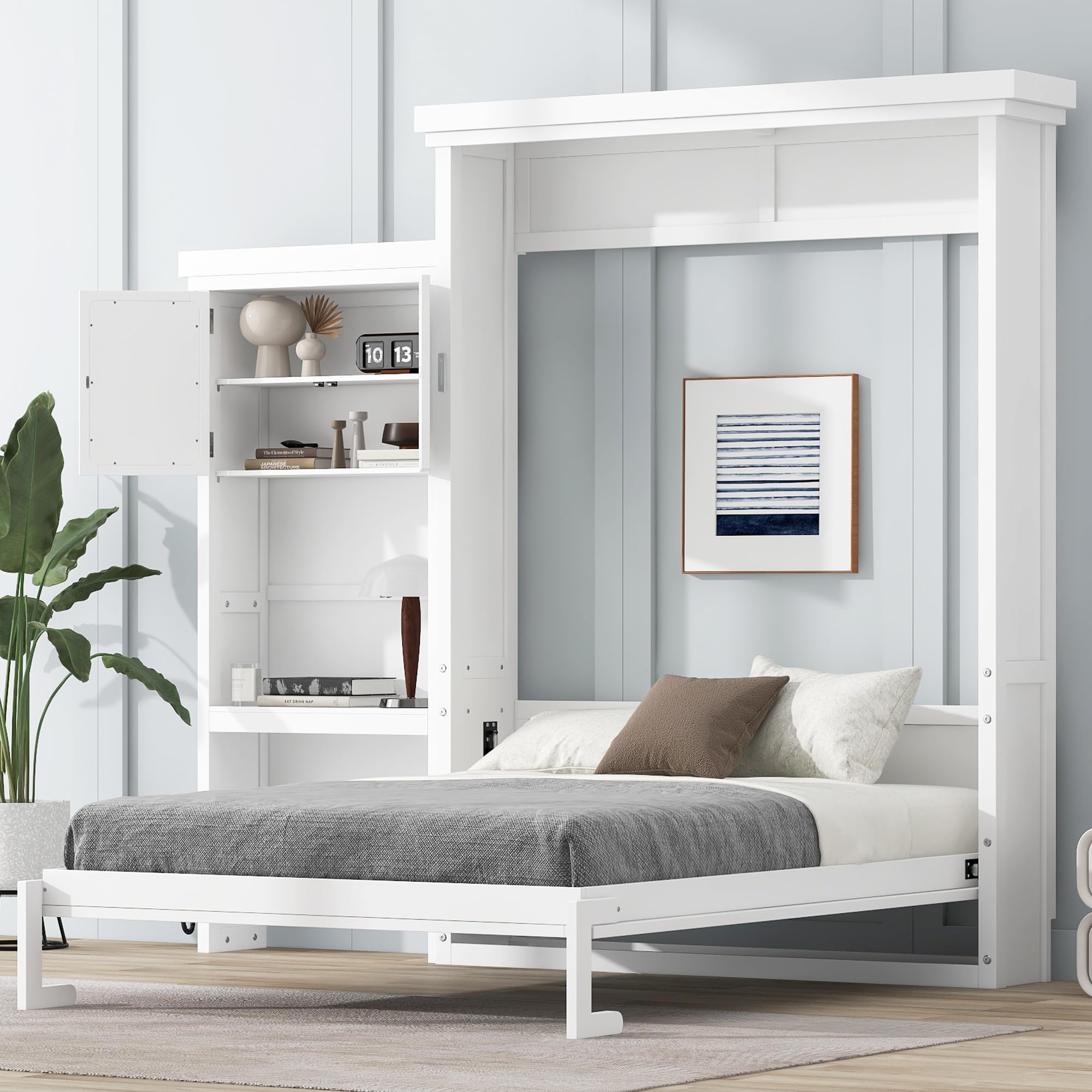 Dimension diagram of the DERCASS Queen Murphy Bed showing overall and component measurements in inches.