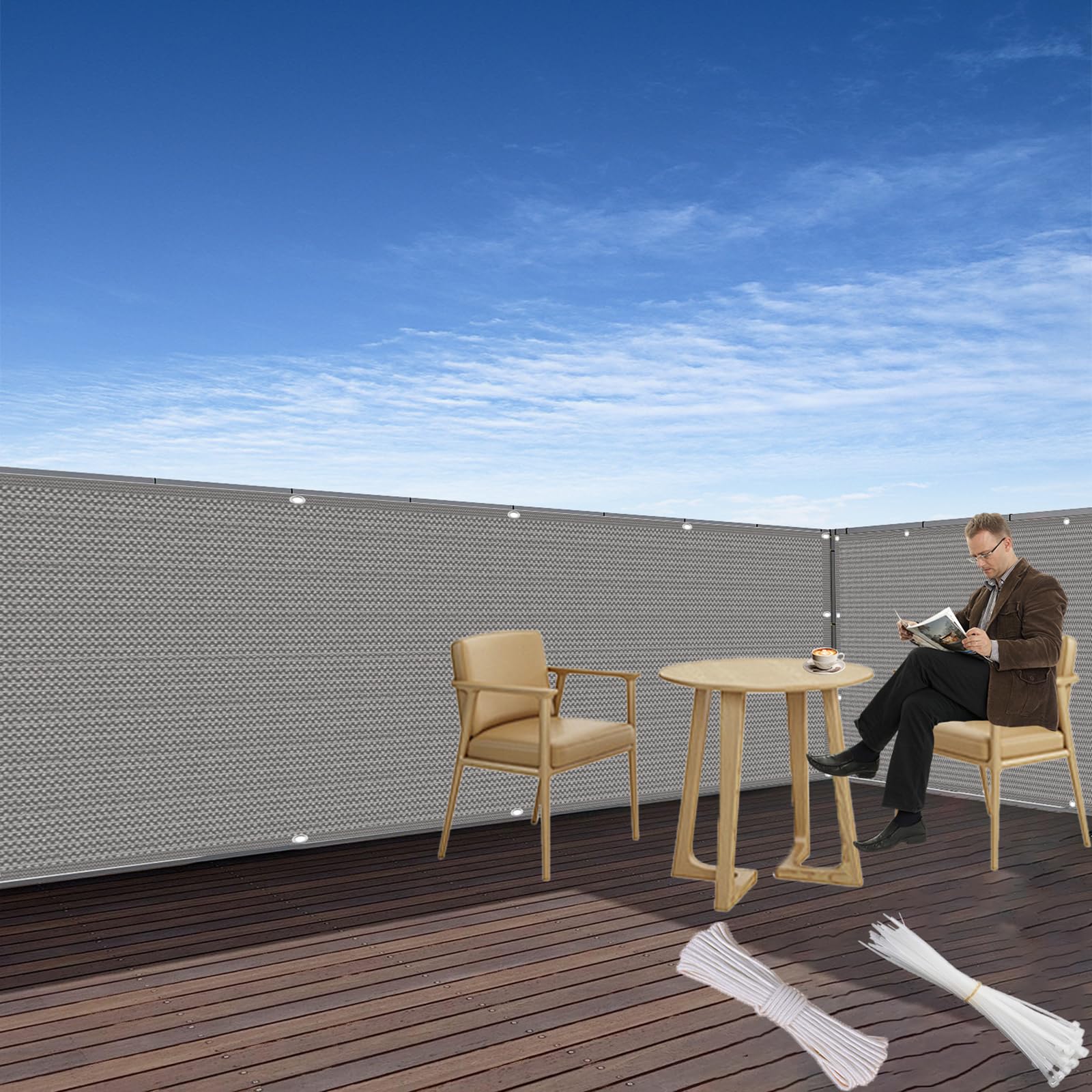Ogrodzenie Ogrodowe 145 x 300 cm Hdpe, Ochrona Przed Słońcem I Oddychalność, Ochrona Przed Wiatrem I Promieniowaniem Uv, Osłona Zacieniająca Na Balkon Na Werandę, Szary