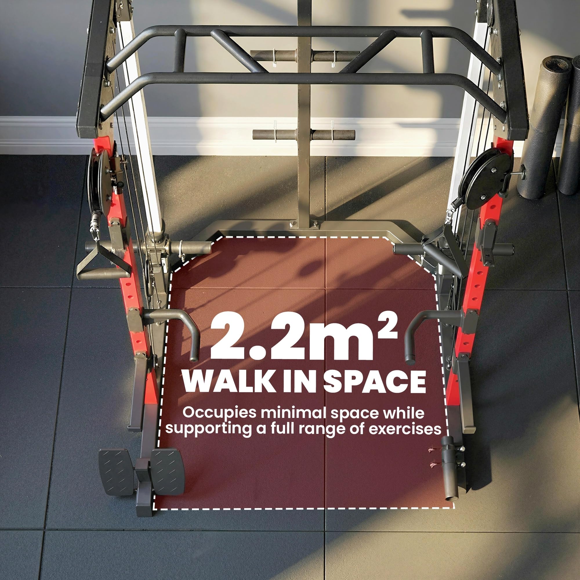 SPORTNOW Jaula de Potencia Musculación con Sistema de Poleas Ajustable, Rack para Sentadillas con Barra de Dominadas, Estación de Fondos, Soporte Barra, para Casa en Gimnasio, Carga 900 kg
