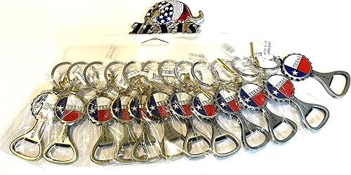 Miniatura 2 de Llavero abridor de botellas con diseño de bandera de Texas, paquete de 12 piezas con imán de armadillo 1, llaveros de recuerdo de Texas (llavero 4
