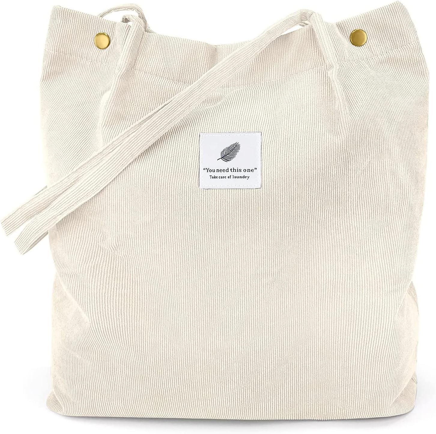 NOSLY Corduroy Totes Bag Women's Shoulder Handbags Big Capacity Shopping Bag (Beige)