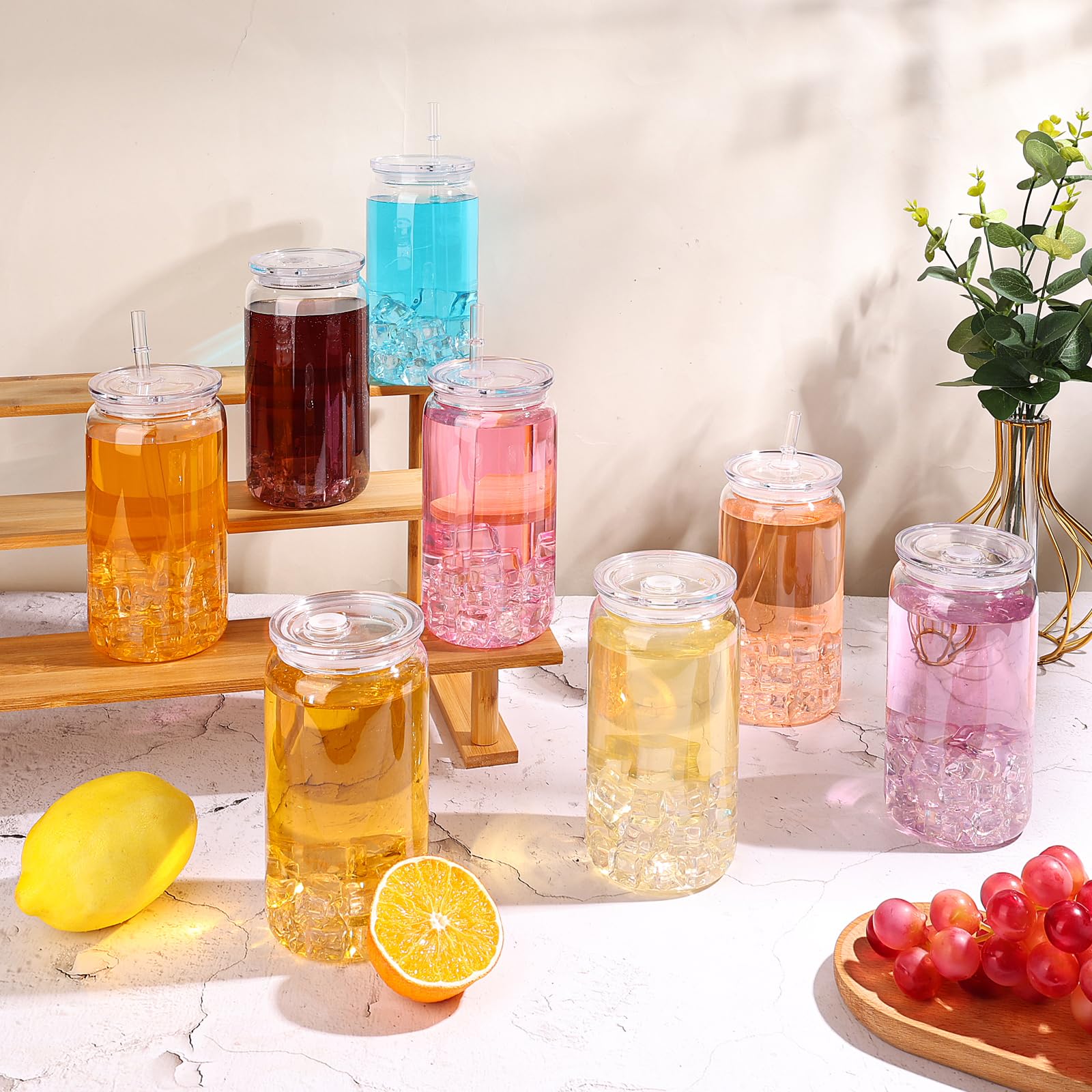 Amazon.com: 8pack Acrylic Mason Jars Cups with Lids and Straws,16 oz Clear Plastic  Cups with Lids and Straws,Ice Coffee Cups,Shatterproof Drinking Tumblers  for Smoothies,Cold Brew,Juice,Beer,Coffee,Milk,Tea : Home & Kitchen