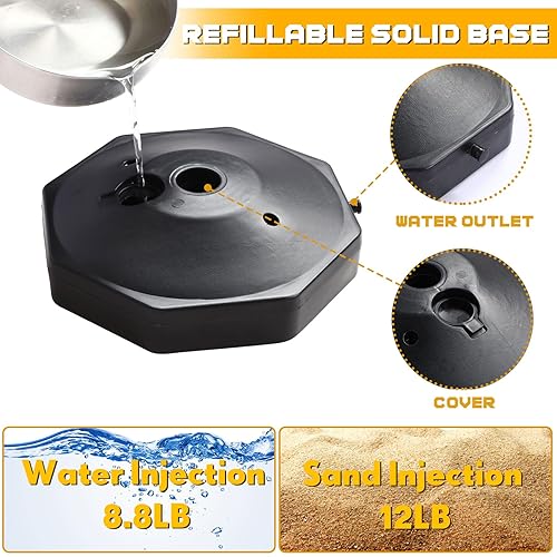 Miniatura 4 de Geiserailie Paquete de 12 postes de puntal de plástico, barreras de control de multitudes con base rellenable, cadena de 5 pies, puntal de barricada