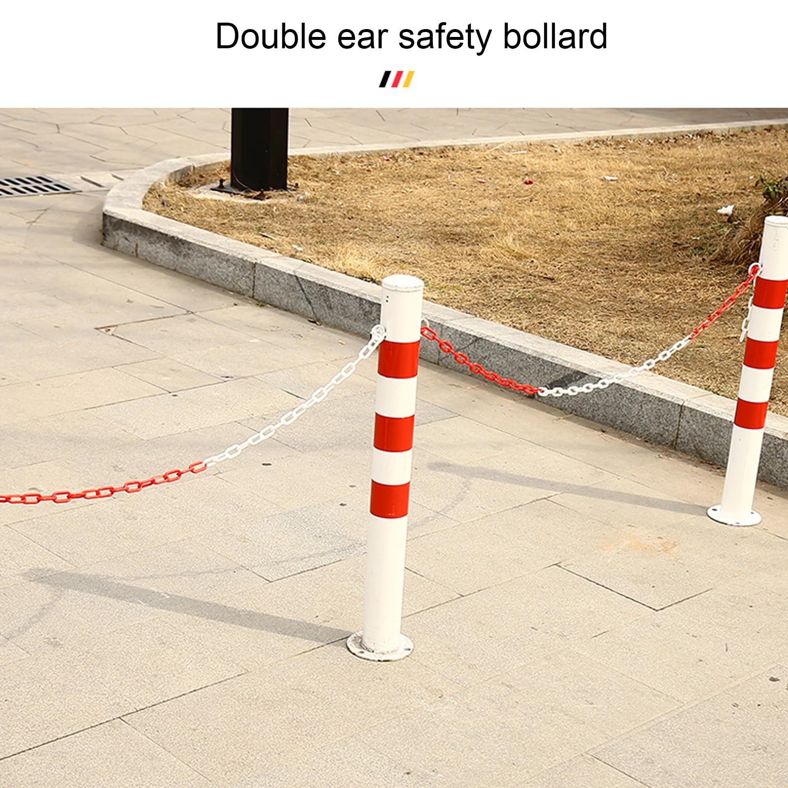 Bolardo de seguridad para estacionamiento, poste de seguridad, poste de advertencia con pernos de anclaje, bolardo de barrera de estacionamiento, bolardo de acero amarillo con cinta reflectante