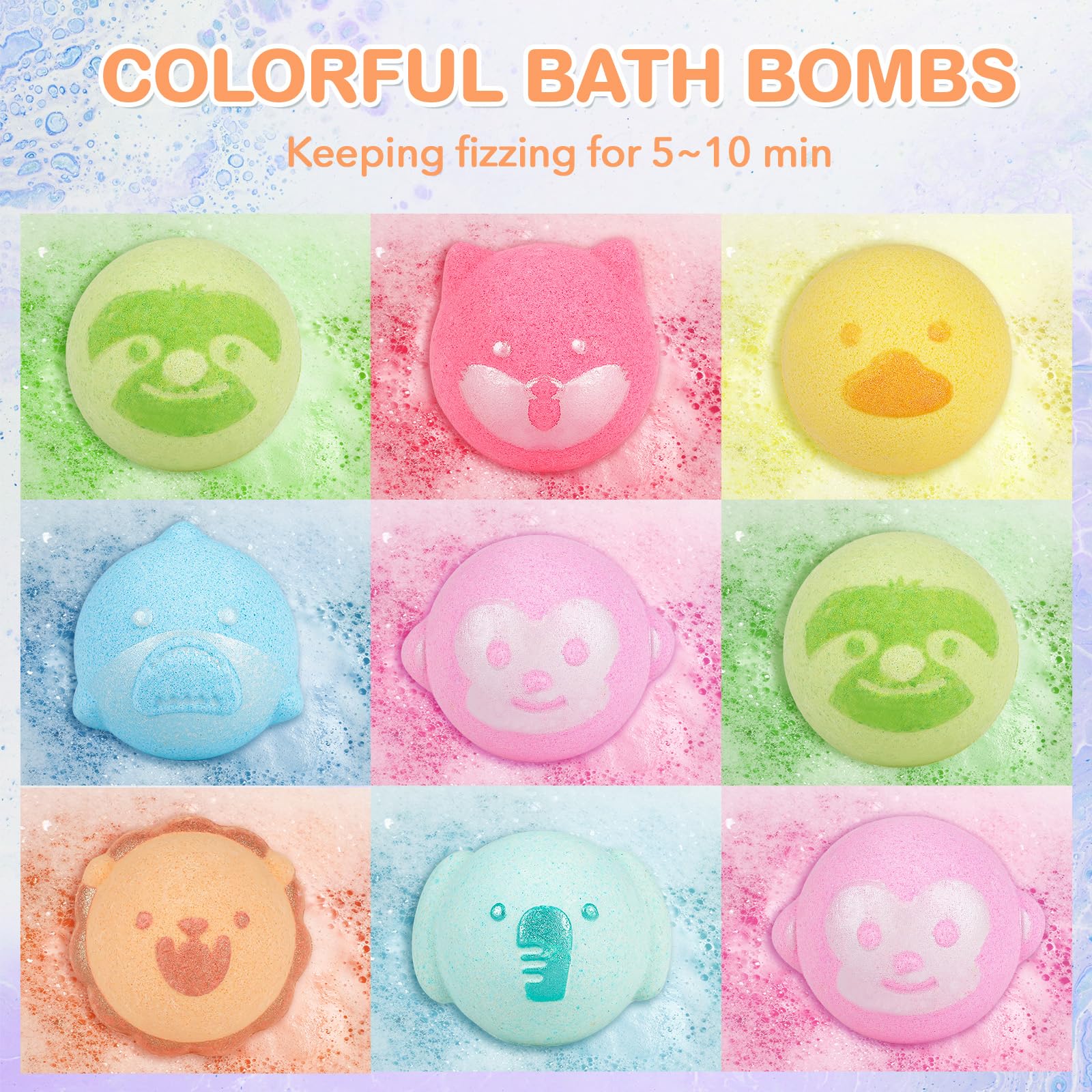 SHUCHING 14 Boules de Bain Enfants Bio, Bombe de Bain Animaux Enfants avec un Pistolet à Eau pour Garcons Filles Pâques Anniversaire