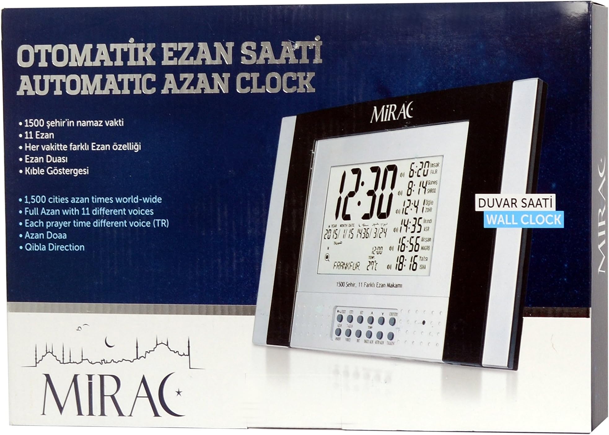 Wall Clock Mirac Automatic Azan Ezan Saati 2015