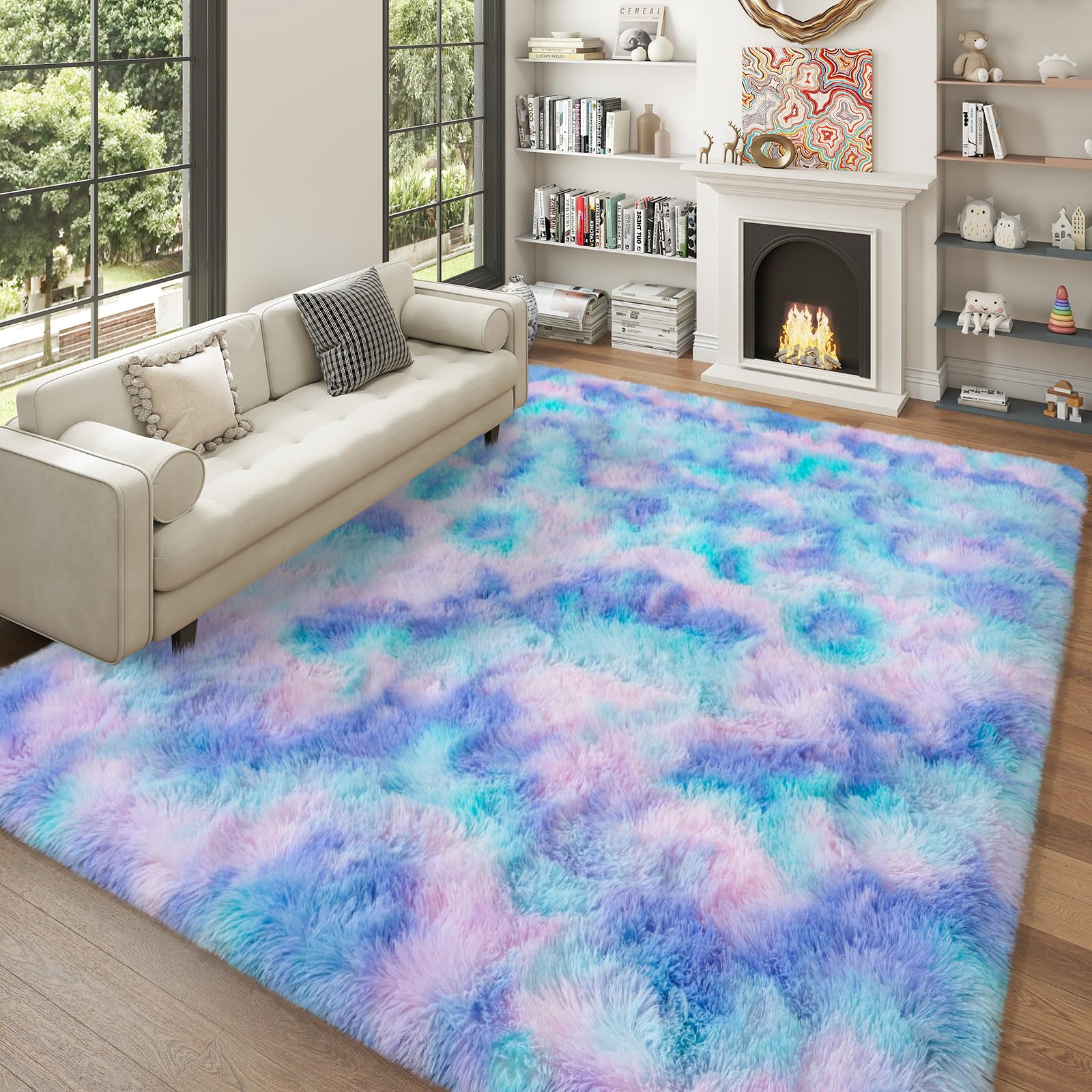 Dssimo 5x7 Area Rugs for Living Room, Plush Thick Carpets for Boy and Girls Room, Modern Soft Shag Rug for Bedroom, Non Slip, Large Indoor Carpet for