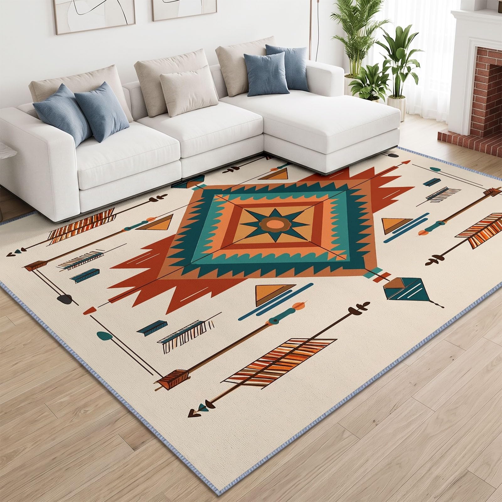Tappeto da soggiorno pergolato Azteco Freccia 80 x 150 cm Ragazzi Ragazze Adolescenti Western Tappeto da camera 3D stampato flanella lavabile moquette tramonto cucina ufficio
