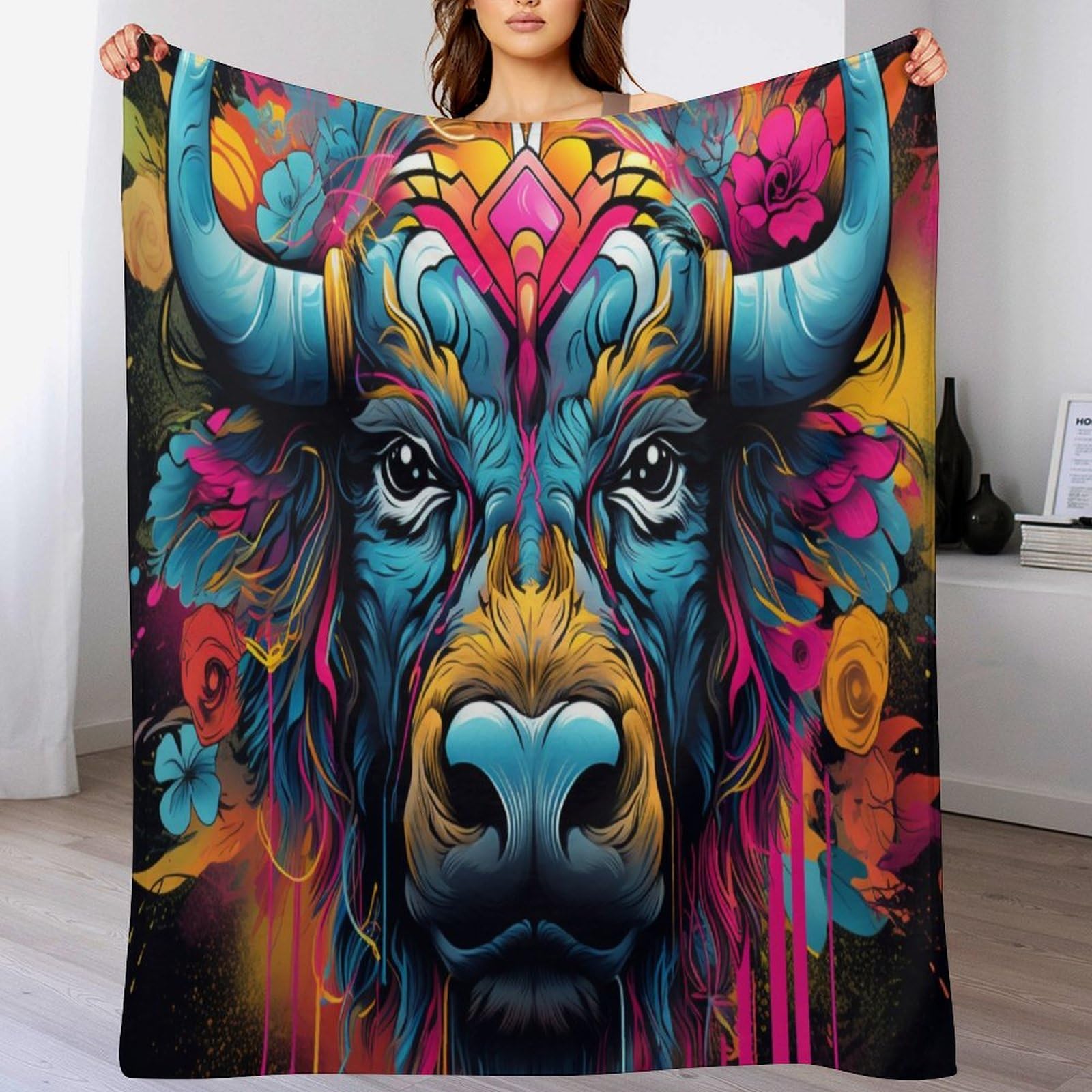 Couverture pour lit et canapé Buffle en flannel douce pour éliminer les frissons d'hiver