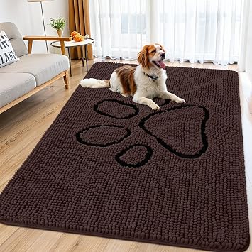 Smiry Dog Door Mat for Muddy Paws, Absorbent Non Slip Dirt Trapper, 71x46