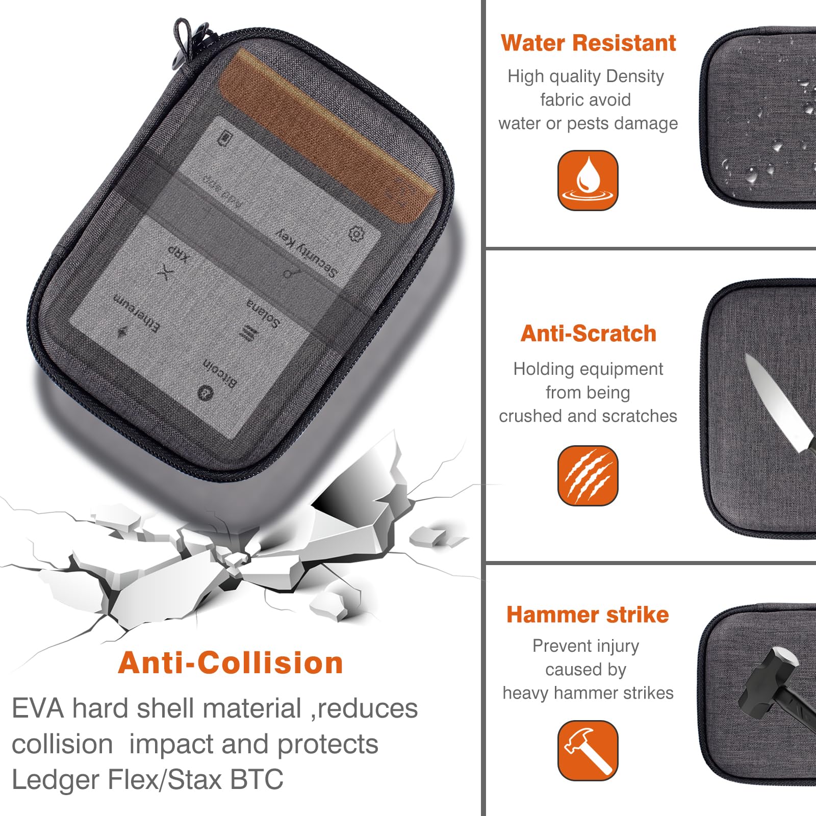 Amazon.com: EVGRDCS Hard Case for Ledger Flex/Ledger STAX Bitcoin Crypto  Wallet | with Fixed Elastic Band and mesh Pocket : Office Products