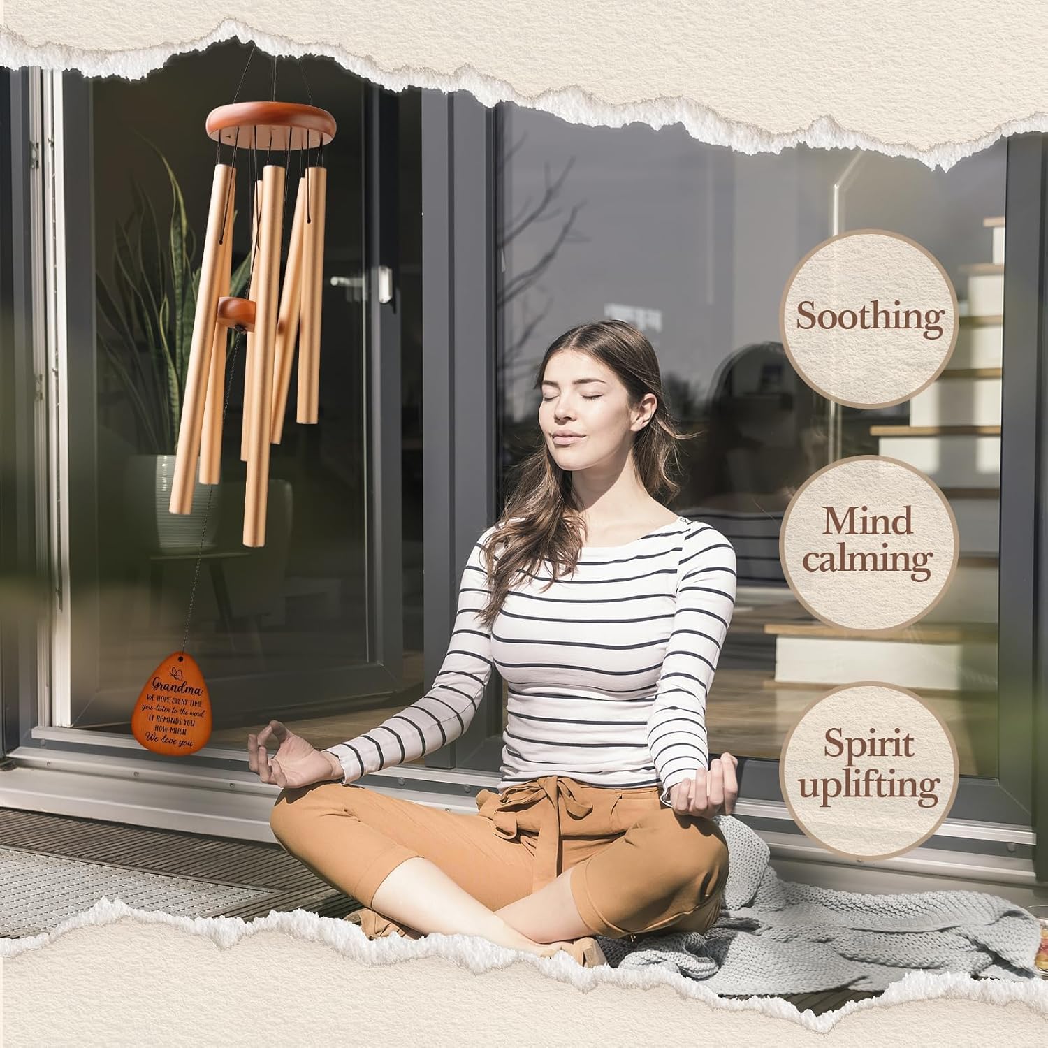 Gifts for Grandma, Grandma Wind Chime, Best Gift for Grandmother, Grandma Birthday Gifts from Grandchildren, Grandma Gift for Mother's Day Thanksgiving Christmas-Large 36'' - Image 4