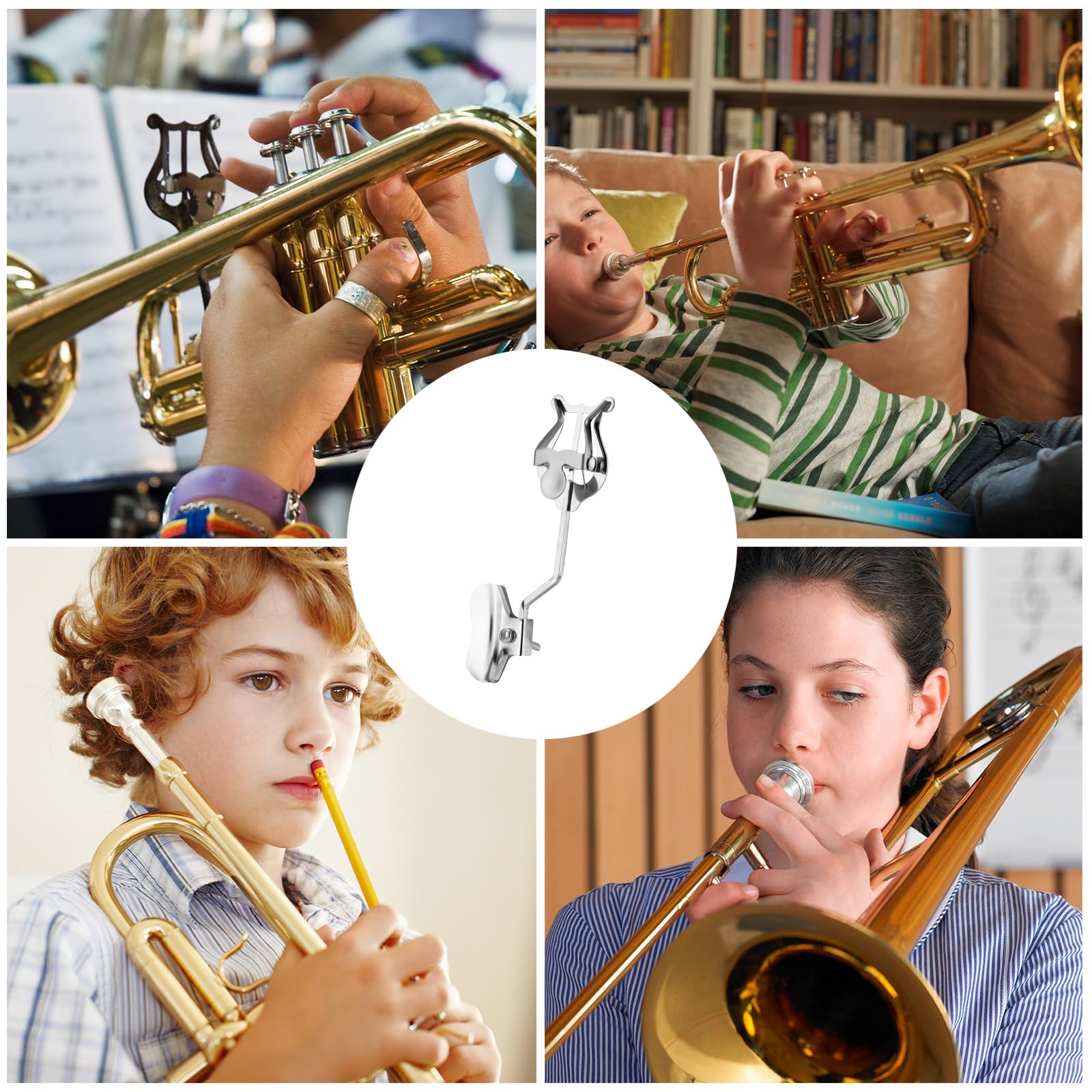 2pz Trombone Clip Musicale, Trombone Supporto per Spartiti Musicali da Marcia Clip in Metallo Accessori per Strumenti per Principianti che si Esercitano Nella Banda Musicale