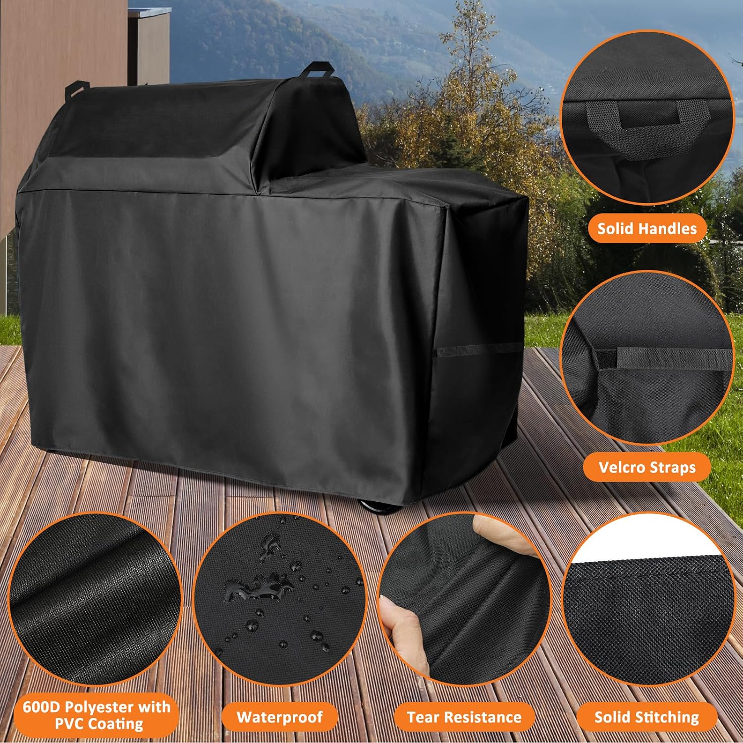 Grill Cover for Traeger Woodridge Wood Pellet Grills, Replace BAC761 BAC756 image 3