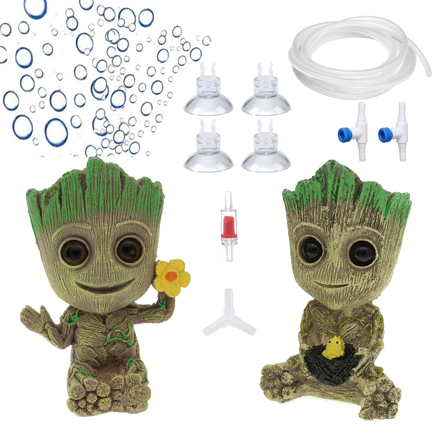 Hipanda Aquarium Fish Tank Decorations with Air Bubbler Stone for Aquarium, Fish Tank Decorations Cute Air Stone Set