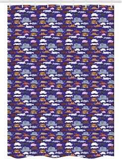 Ambesonne Animals Stall Shower Curtain, Sleeping Seal Deer Donkey Camel Zebra Bear Kangaroo Walrus, Decorative Fabric Set with Hooks for Bathroom, 54" W x 78" L, Indigo Multicolor