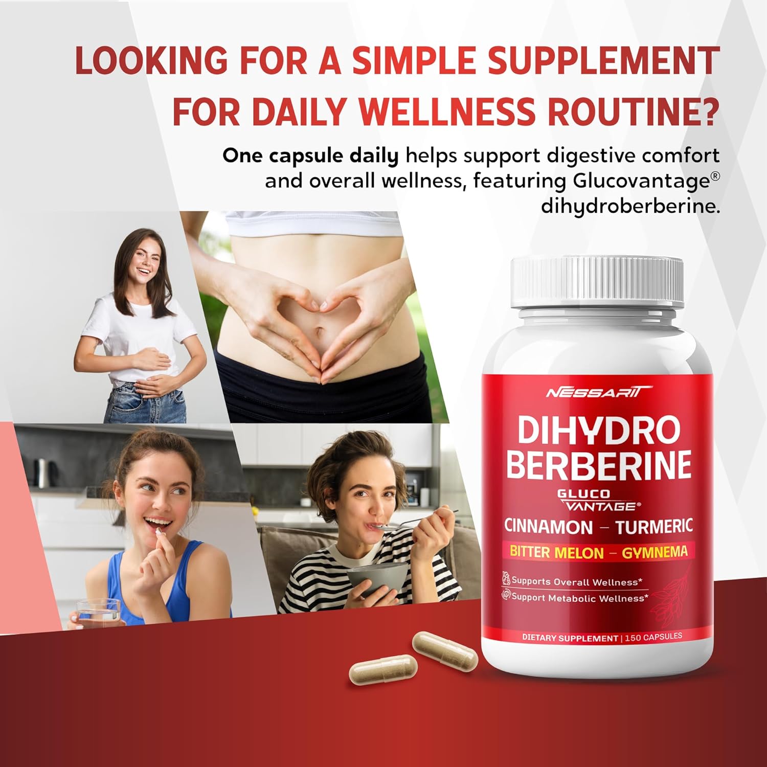 Berberine, Cinnamon, Turmeric, Bitter Melon & Gymnema – Support Heart & Metabolic Health – 150 Capsules