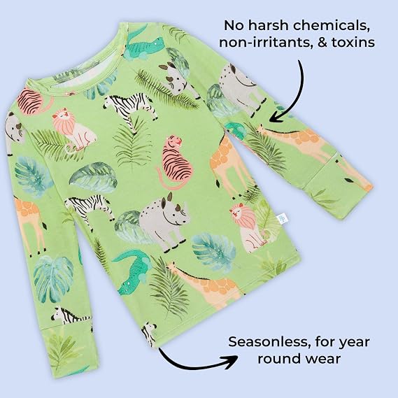 Posh Peanut Boys Pajamas - PJs for Kids Made of Soft Viscose from Bamboo, Long Sleeve Toddler PJs & Matching Boys Pajama Sets