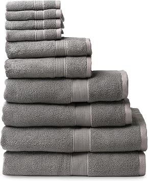 Cozy Earth Complete Luxe Bath Bundle - 60% Cotton 40% Viscose from Bamboo - Quick Dry & Plush Cotton Bath Towel Set - 4 Washcloths, 2 Hand Towels, 2 Bath Towels, 2 Bath Sheets - Charcoal