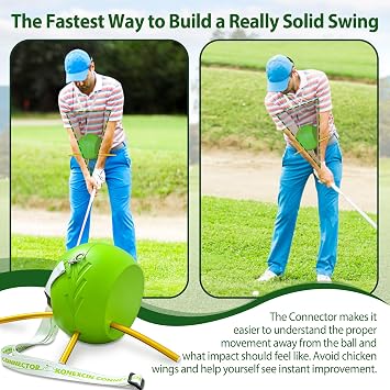 The Connector Golf Training Aid - Golf Swing Trainer Aid for Posture Correction Practice, Fix Chicken Wing Swing, Suitable for Golfers of All Levels Looking | Come with 2 Golf Tees