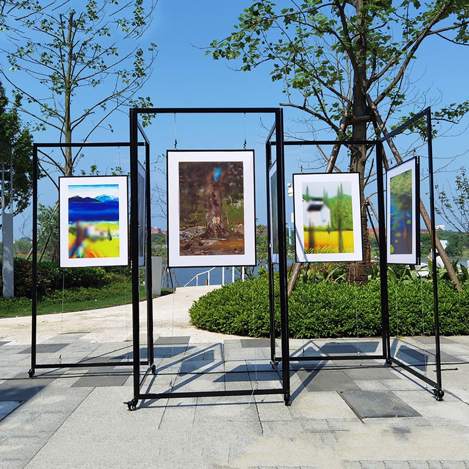 Soporte de exhibición independiente para exposiciones de arte, presentación de fotos, soporte plegable para carteles de caligrafía, divisor de publicidad (100 x 250 cm), 1 unidad