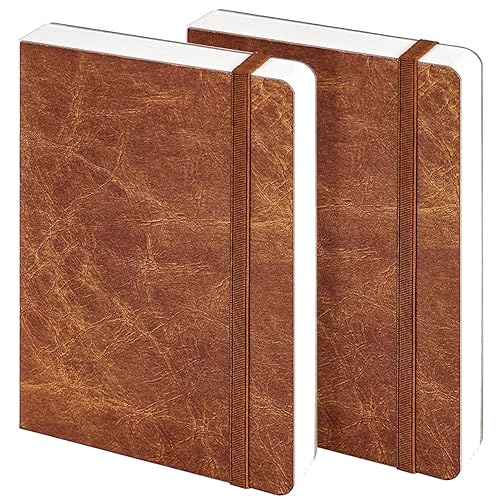Funto Watercolor Journal, 7.5x5, 2 Packs, 44 Pages Each, Cold-Pressed 100% Cotton, Pearlescent PU Leather Brown Cover, Art Supplies for Mixed Media - Brown - 7.5x5
