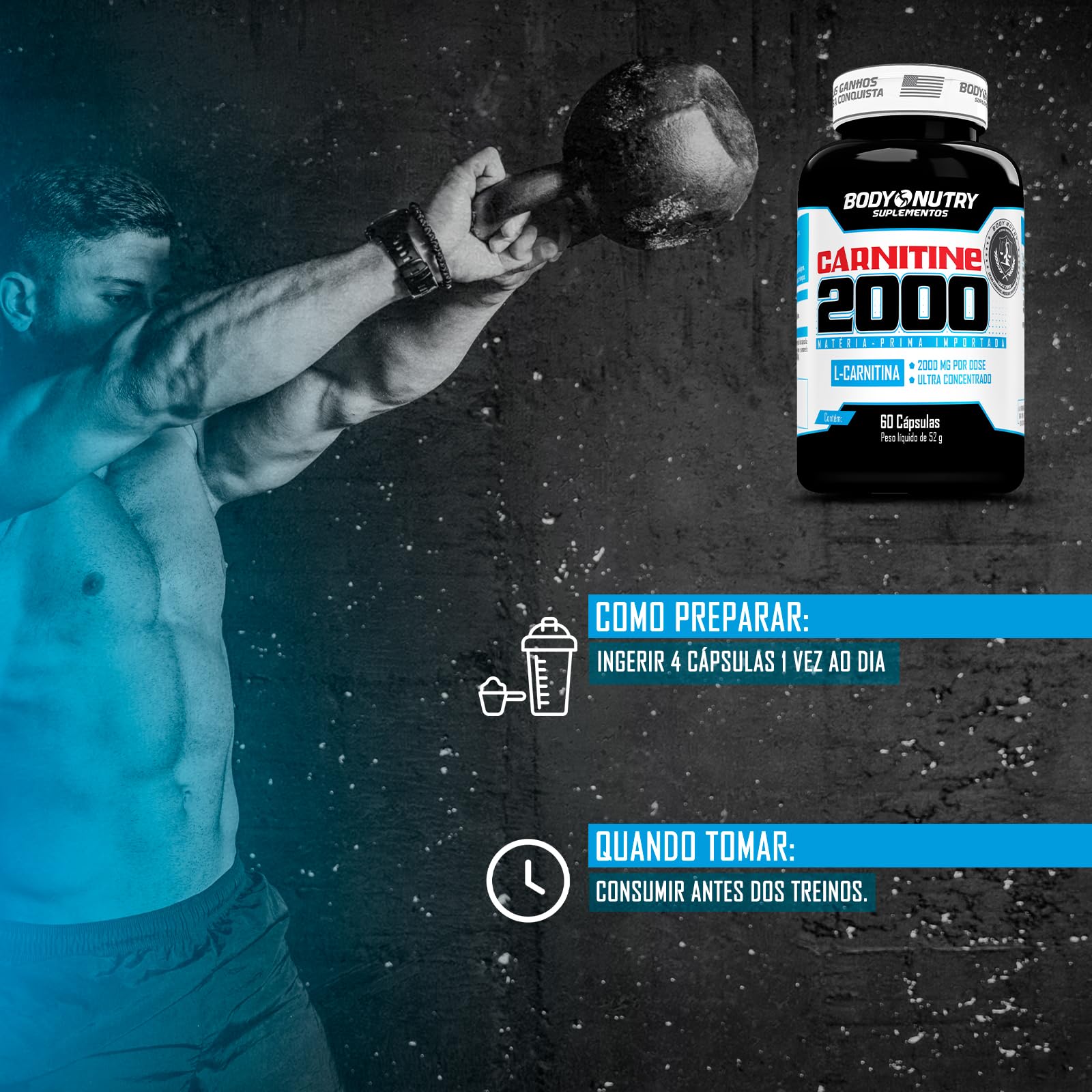 quanto de l carnitina tomar por dia Body Nutry Carnitine 2000-60 Cápsulas Vitamin B12 MIC Ultra gluetatione FLAVOURS:Green Apple