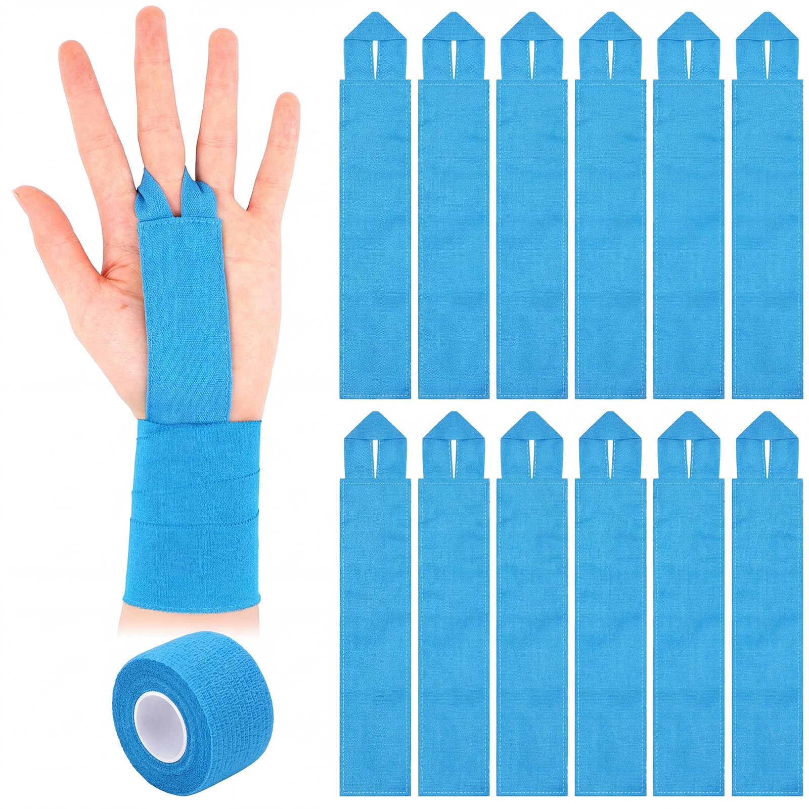 Teyva 12 Pcs Gymnastics Tape Grips with Roll Tape for Bars