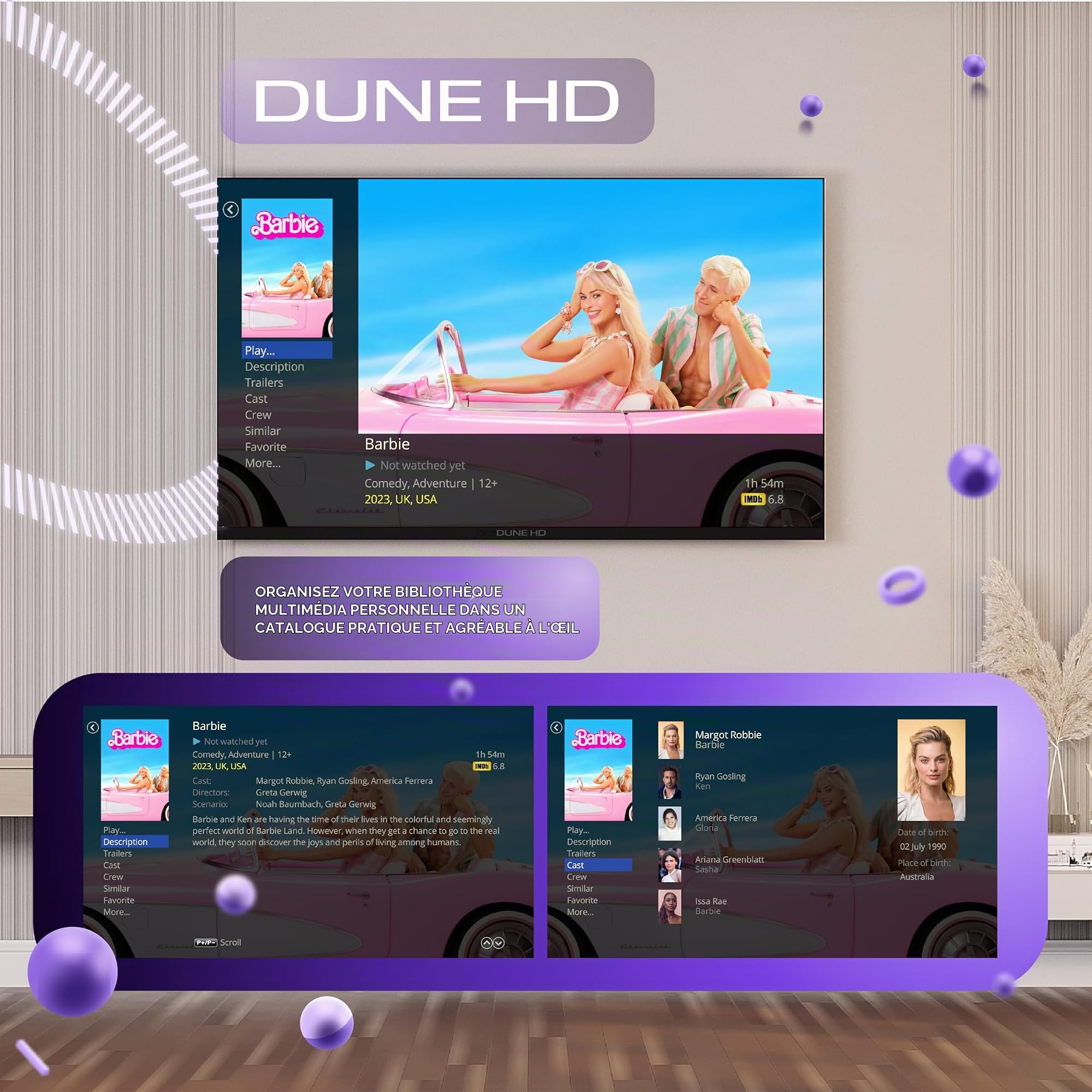Dune HD Smart TV 55" (2026), QLED 4K UHD Quantum Dots, HDR10 HLG, Whale OS Android, 2+16, Trois Tuners DVB-T/T2/S/S2/C + TV analogique, Contrôle Vocal, AirPlay, Miracast (55, Pouces)