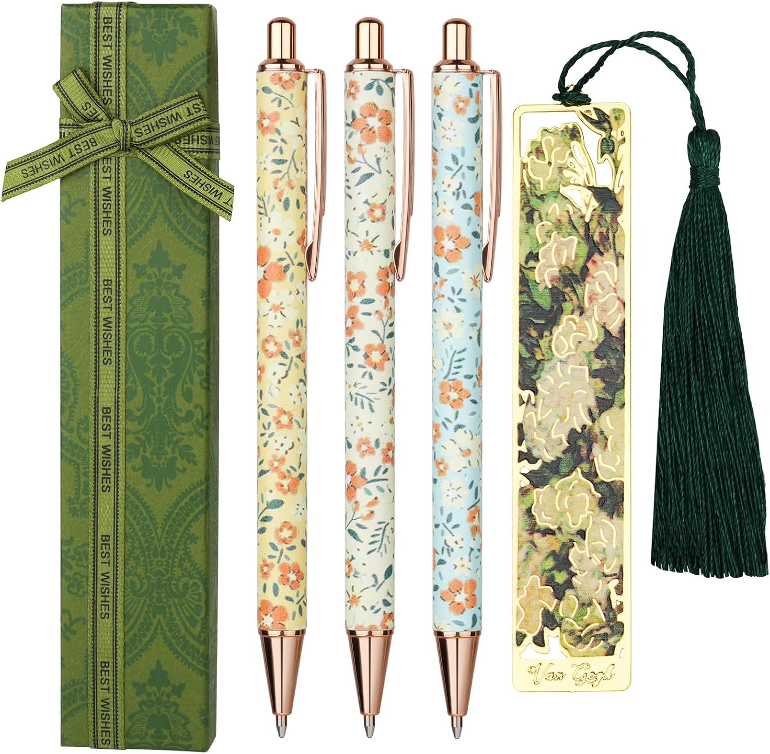 AUAUY 3PCS Floral Ballpoint Pen Set, Personalized Fashionable ...