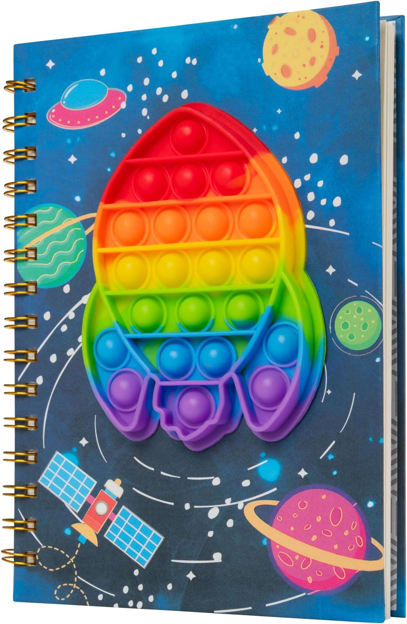 Smart School Educational Products Pop It Notebook, Fidget Notebook for Girls and Boys. Sensory Notebook For Classroom or Home (Spaceship)