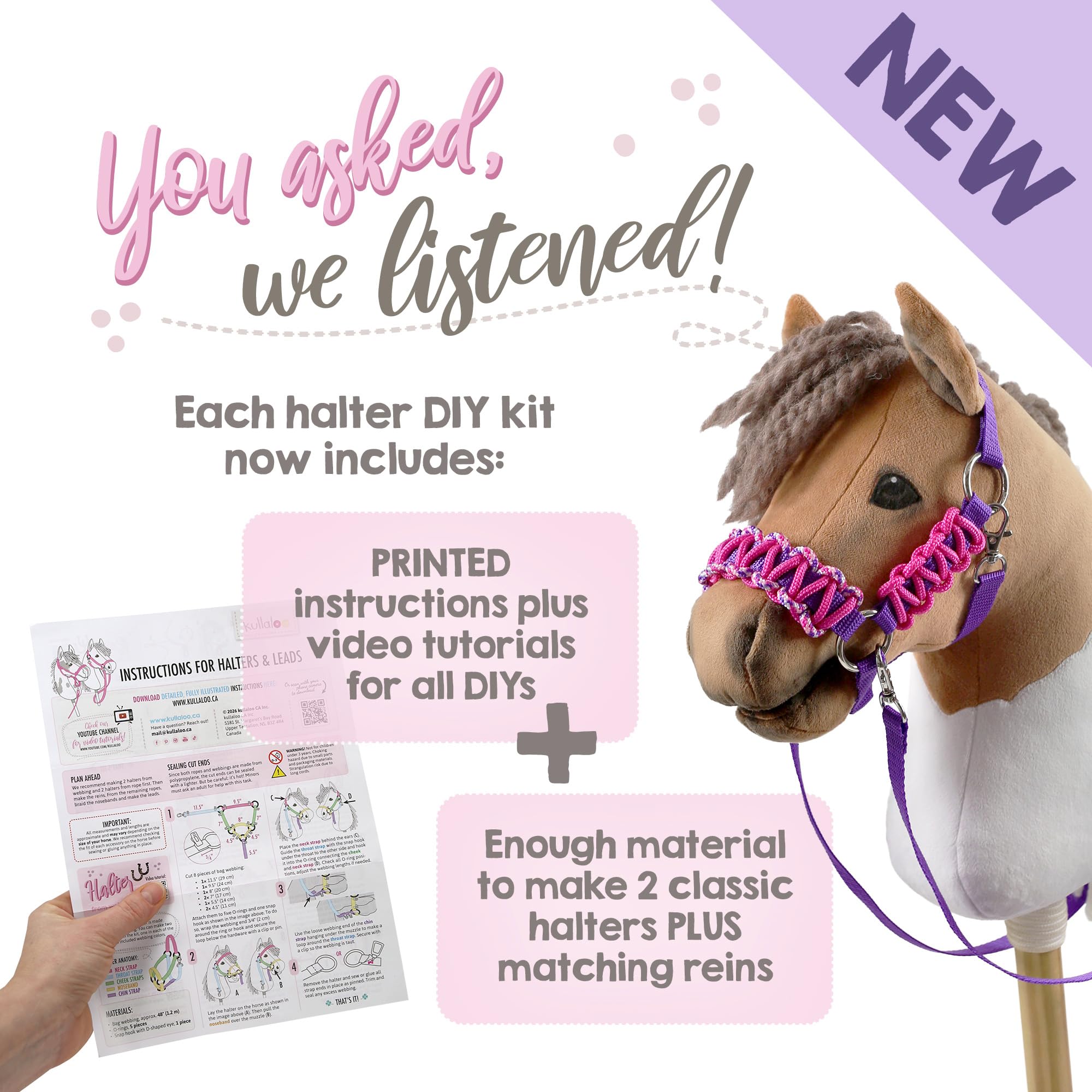 kullaloo Kit di cavezza per cavallo fai da te ✦ Realizza collari a testa di cavallo, cavezza e redini in corda ✦ Include istruzioni ✦ foglia di tè/senape