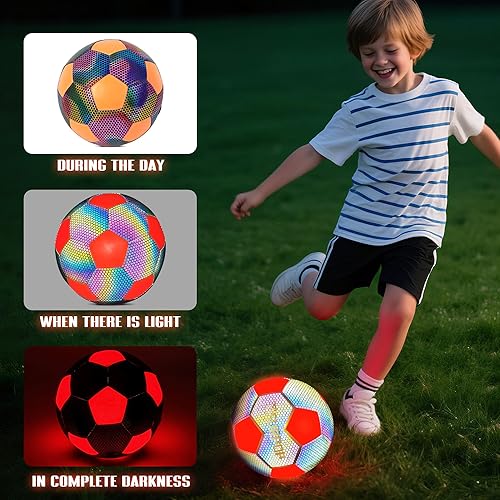 Miniatura 3 de Balón de fútbol que brilla en la oscuridad con luces LED, pelota de fútbol iluminada para juegos nocturnos, tamaño 5 regalo para niños y adultos,