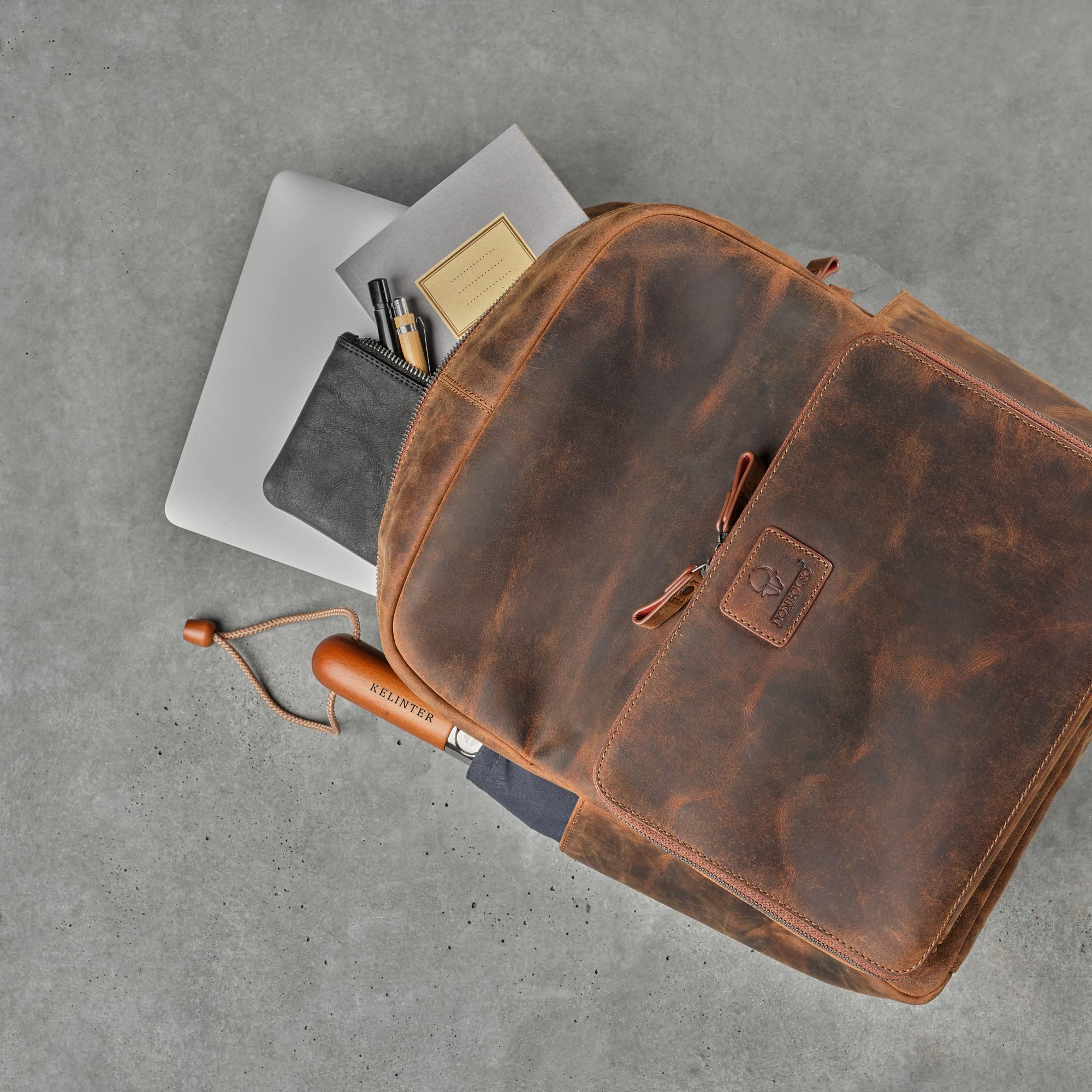 DONBOLSO Zaino Tokio | Zaino in Pelle per Uomo e Donna con Scomparto per Laptop | Zaino in Pelle per Viaggi, Ufficio e Università
