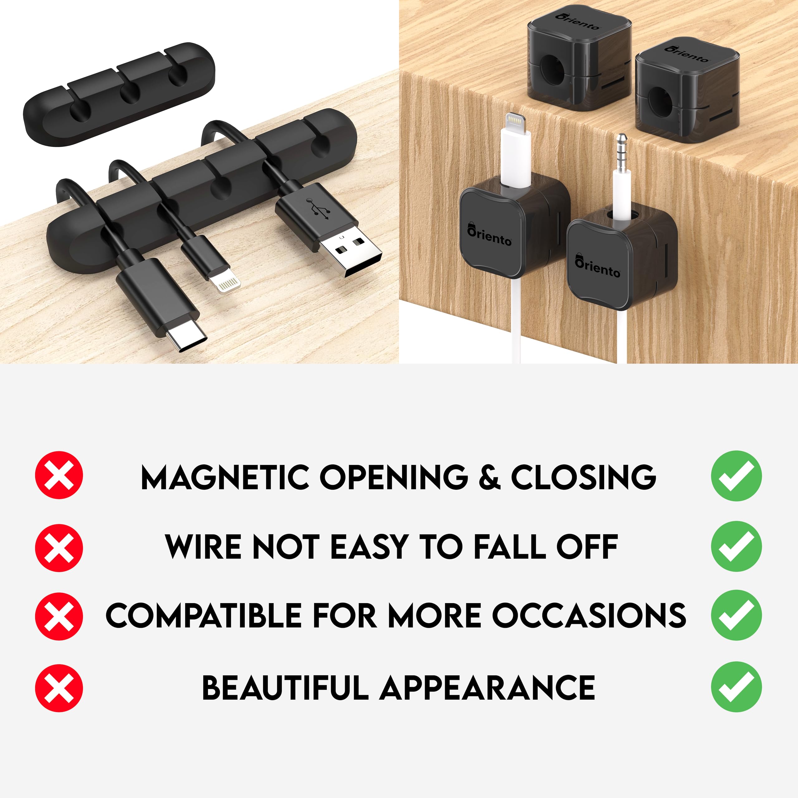 Clip Magnétique ELUTENG Pour Câbles (lot De 6) - Adhésif Puissant, Fente 7mm, Rangement Bureau Facile - 10