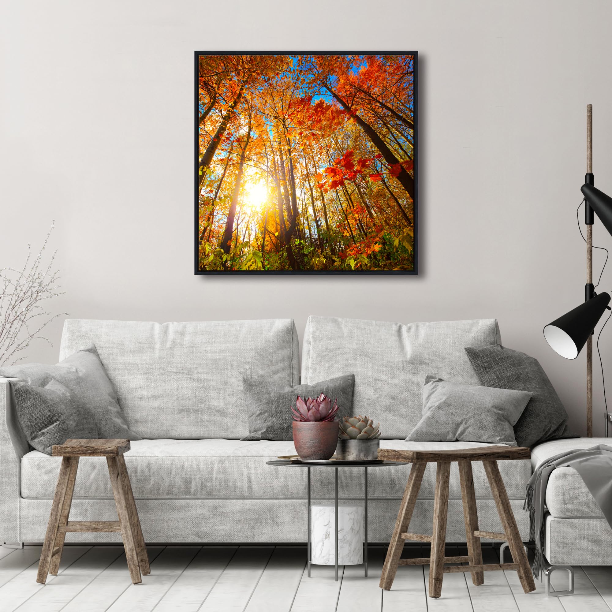 Pyradecor Kunstdruck auf Leinwand, gerahmt, modern, Naturlandschaft, Kunstwerk, letzter Hauch von Sonnenuntergang, Bilder für Wohnzimmer, Schlafzimmer, Heimdekorationen