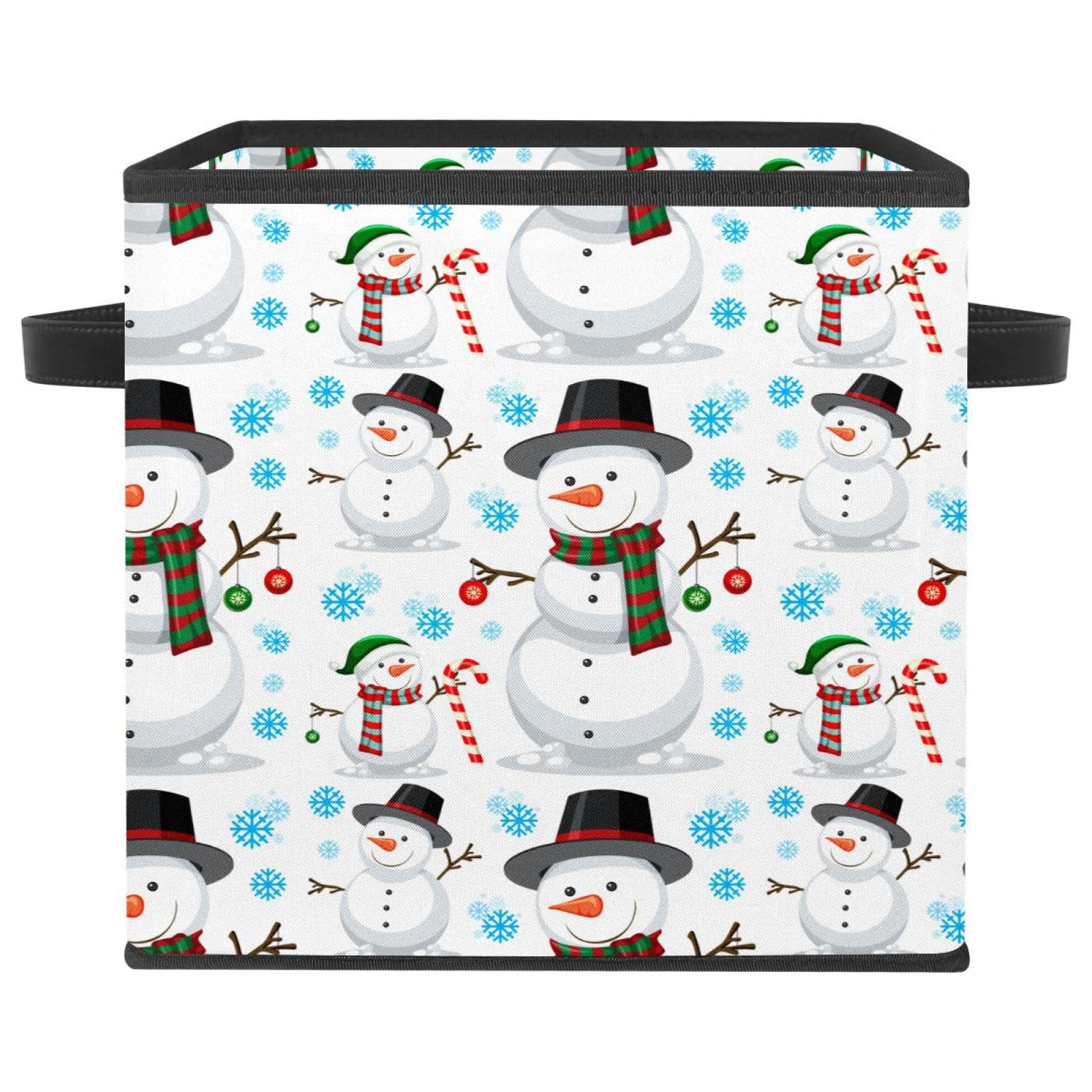 Panier de rangement en tissu pour chambre d'enfant et placard au motif bonshommes de neige