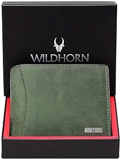 India RFID Protected Leather Men's Wallet, GREEN HUNTER, 4.5 x 3.7 x 0.7 inches, Classic