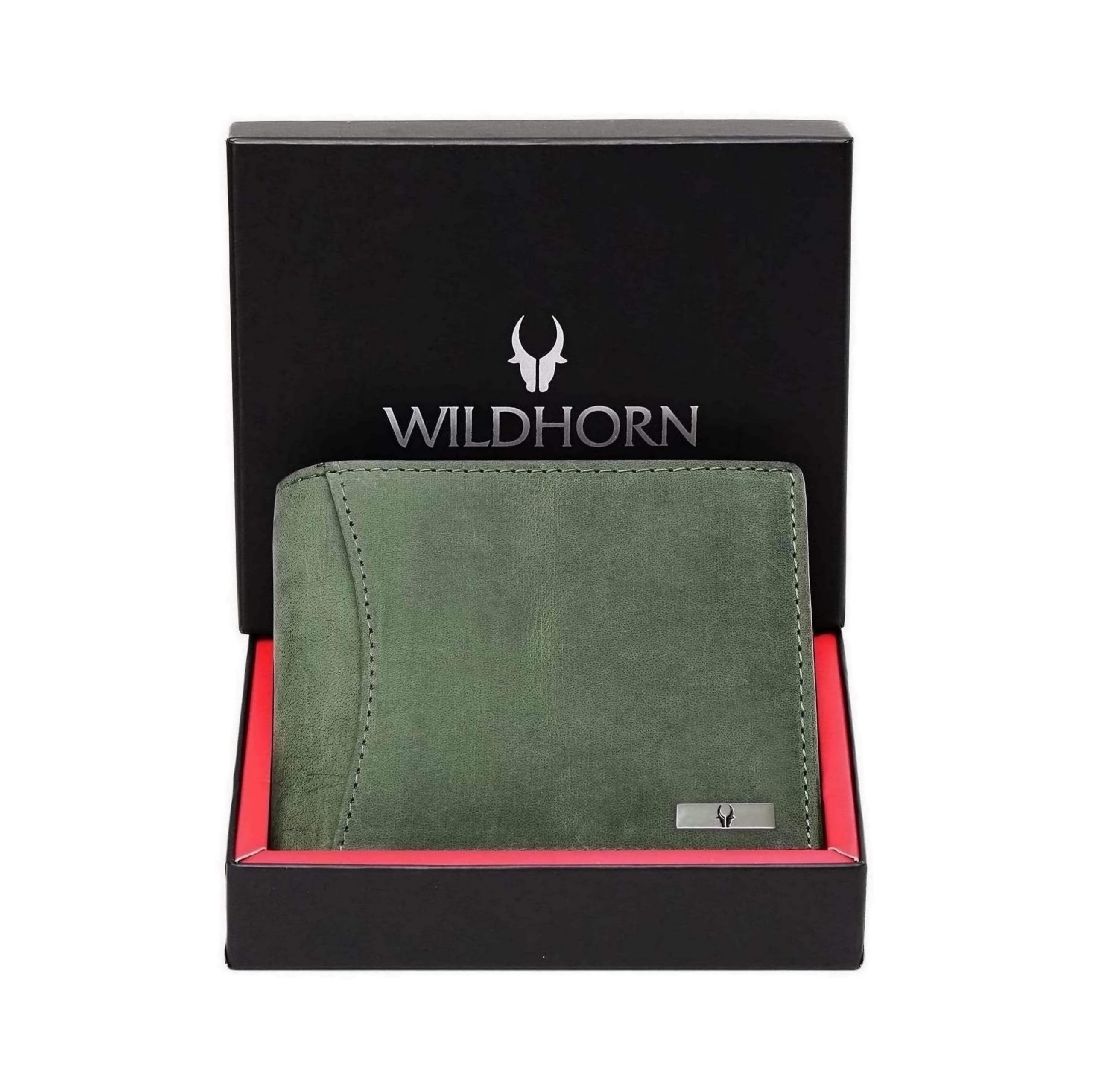 RFID Protected Leather Wallet for Men, Green Hunter